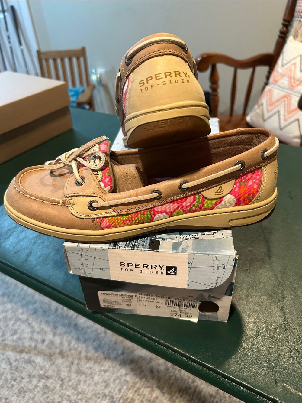 Summery & Fun! Sperry Women’s Tan Boat Shoes with Pink & Green Floral